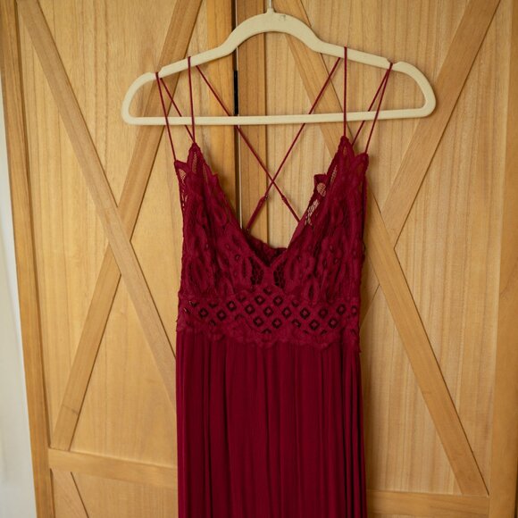 Free People Adella Maxi Slip Dress - Red - Picture 2 of 3